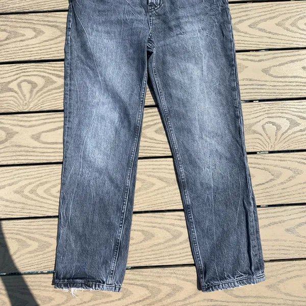 Zara dark wash grey black size 2 26 mom jeans high waisted - Image 2