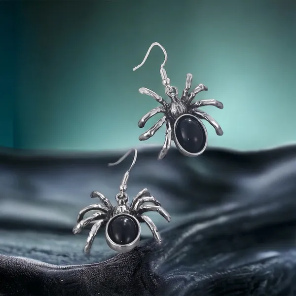 1 Pair Of Gothic Style Drop Earrings Horror Spider‎ Design - Image 2
