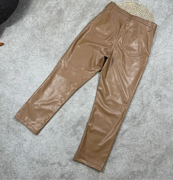Abercrombie & Fitch Curve Love 90s Straight Ultra Hi Rise Pants Vegan Leather 31 - Image 7