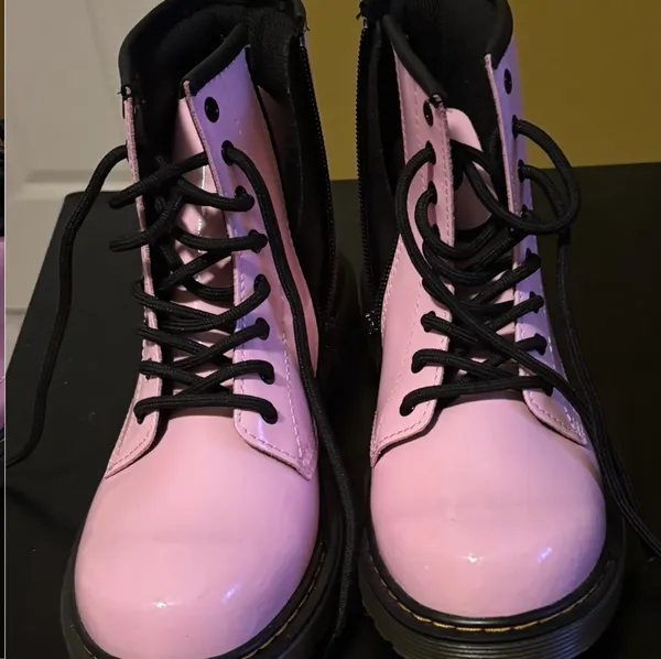 Dr. Martens Light Pink Boots with Black Accents and bouncing soles)(UK3-US4Med) - Image 6