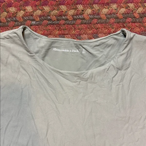 Abercrombie Light Sage Green Long Sleeve Stretch Tee - Image 2