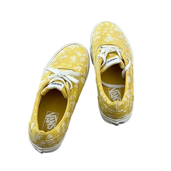 Vans Women's Size 7 Yellow Floral Print Lace-Up Sneakers - Image 2