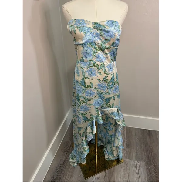 Dress Forum "Stolen Love" Blue Strapless Ruffle Hem Maxi Dress NWT Large - Image 2