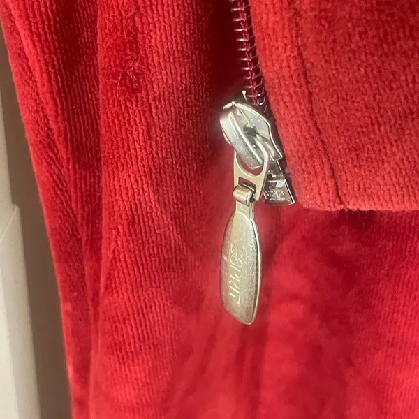 Esprit Y2K Retro Velour Tracksuit - No Size Tag - Red - Image 8