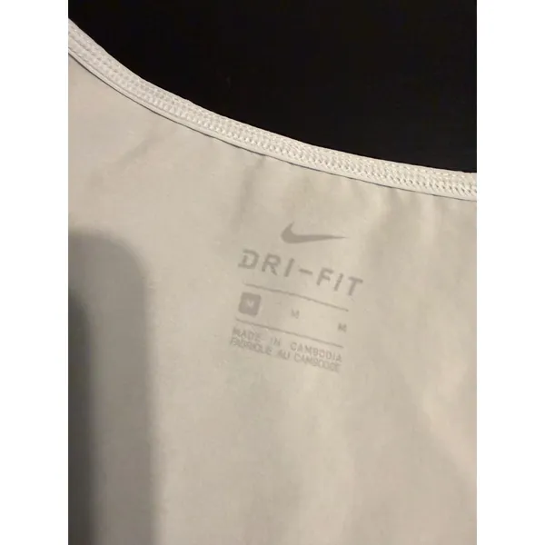 Nike Dri-FIT Womens Tank Top Medium Gray Perforated Swoosh High Low Hem Athletic - Image 5
