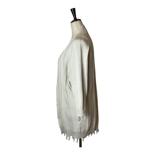 Elliatt Sweater Women Small Beige Ivory Knit Knit Open Front Long Line Cardigan - Image 4
