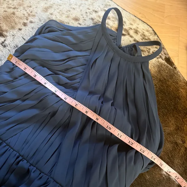 THEIA Allison Backless High Neck Bridesmaid‎ Dress in Denim Slate Blue Sz 10 - Image 9