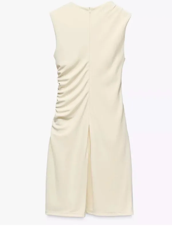 Zara Cream Sleeveless Ruched Mini Dress - Image 15