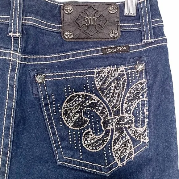 Miss Me Women's Easy Skinny Jeans Size 27 | 4 Dark Wash FDL Embellished Y2K Jean - Image 7