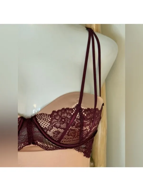 Frederick’s of Hollywood X Megan Fox Milana Lace Bodysuit Wine Burgundy M - Image 3