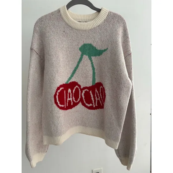 A New Day Cherry Graphic Sweater Women’s Medium Cream Knit Pullover Cozy Cute - Image 5