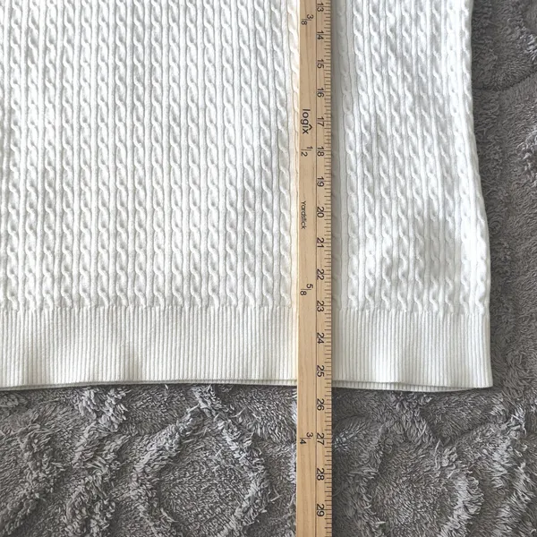 Lands End Preppy Turtleneck Womens XL White Cable Knit Classic Sweater - Image 7