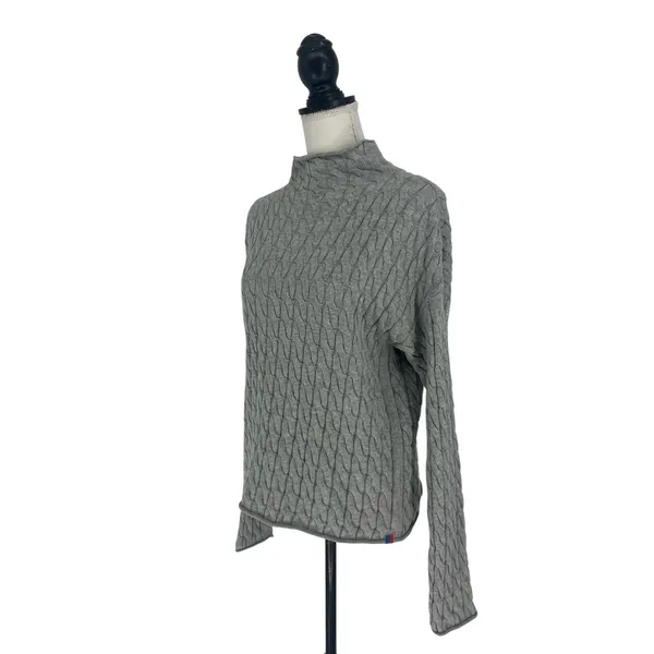 KULE The Mirabelle Mock Neck Cable Knit Cotton Sweater‎ Size Medium - Image 6