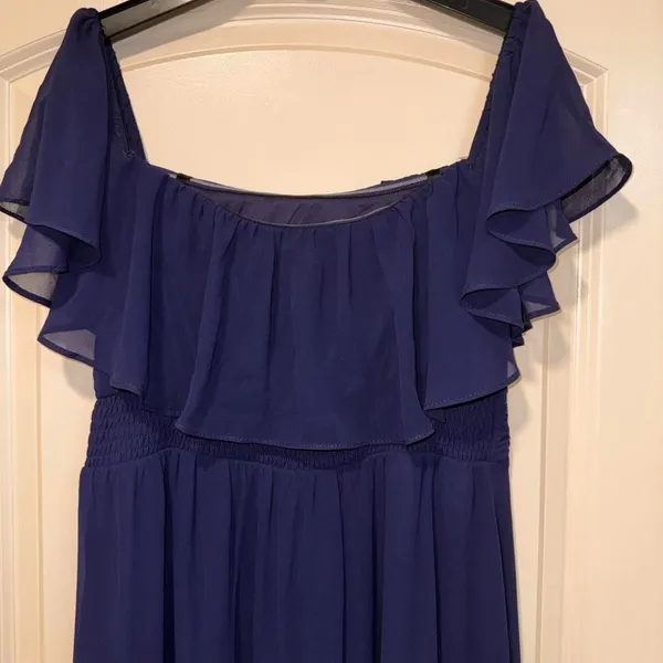 Blue Maxi Formal Dress 8 Ruffle Sleeve Off Shoulder HOCO Eveningwear Wedding - Image 7