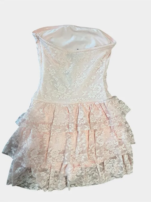 NWT White Fox New Idea Strapless Lace Mini Dress Baby Pink Small - Image 5