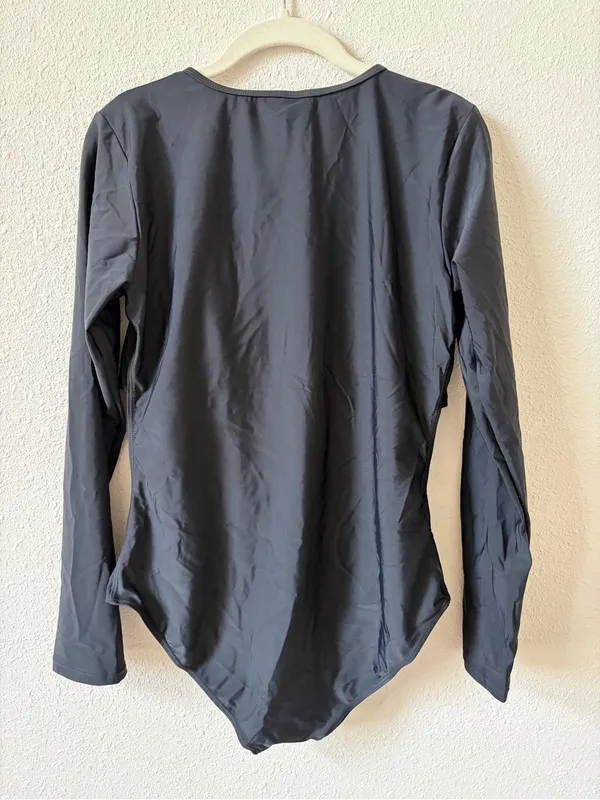 Aonihua Zip Front Long Sleeve One Piece Swimsuit Black Size Large Beach Neutral - Image 2