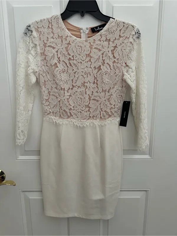 Lulus Lace Bodice Sheath Dress - White - Image 4