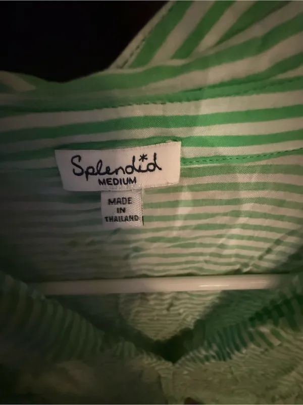 Splendid Green and White Striped Shirt with Button Front - Image 3