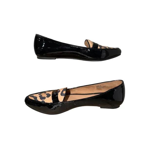 Kelly & Katie Aliva Black Patent Leopard Print Pointed Toe Flats Shoes 8M - Image 3