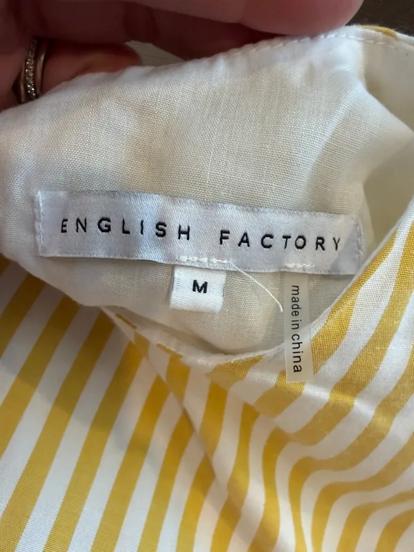 English Factory Belted Mini Dress in Yellow/White - Medium - C11-195 - Image 2