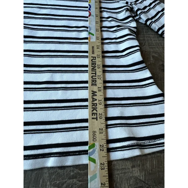 Maeve‎ Anthropologie Medium Womens Top Stretch Black White Short Sleeve Striped - Image 5