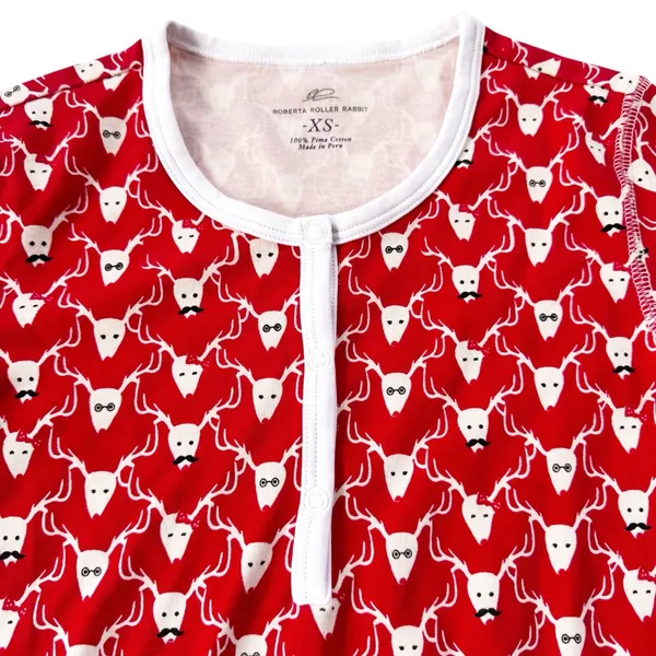 Roller Rabbit Pima Cotton Limited Edition Stag Deer Holiday Pajamas Red Size XS - Image 11