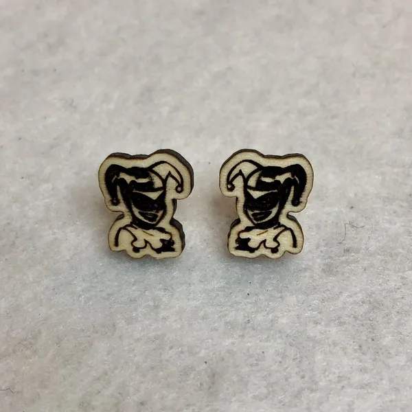 DC Comics Harley Quinn Wood Stud Earrings - Image 3