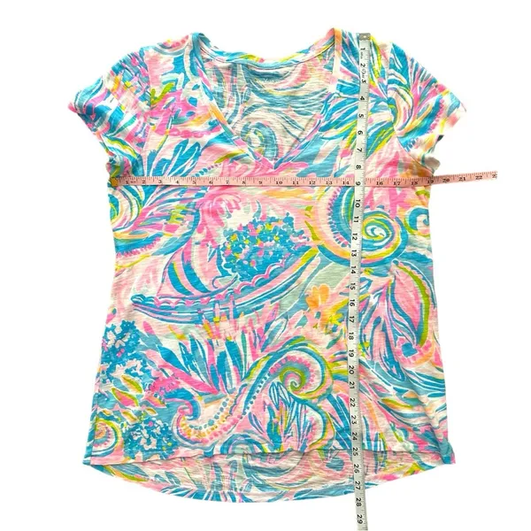 Pink Blue Etta Top Carnival Coral Womens Size Small V Neck - Image 4
