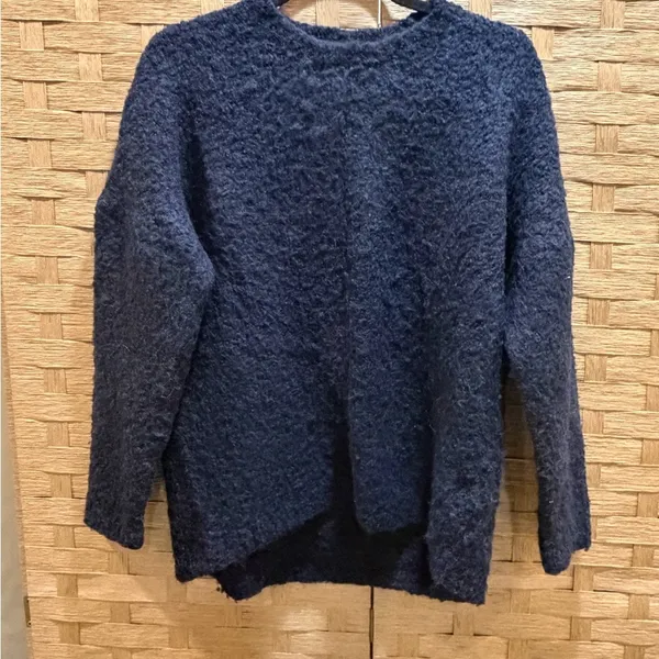 J. Crew Dark Blue Navy Crew Neck Wool Alpaca Blend Sweater Size Small - Image 2