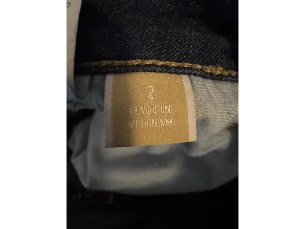 Michael Kors Dark Blue Denim Flared Jeans with Gold Buttons - Image 6