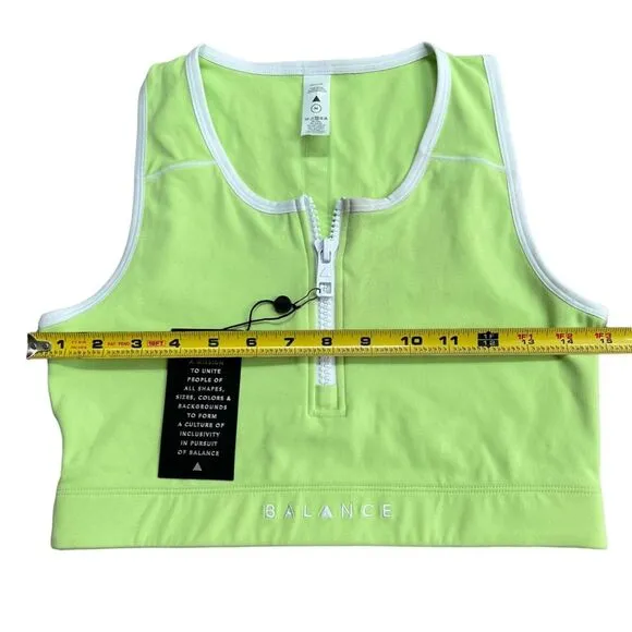 Balance‎ Athletica Vitality Women's M Isotope Zip Front Crop Top Sports Bra Neon - Image 7