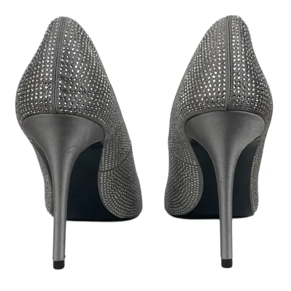 Mango Rhinestone Embellished Pointed Toe Satin Heel Pump Gray Size 39/ 8.5 - Image 8