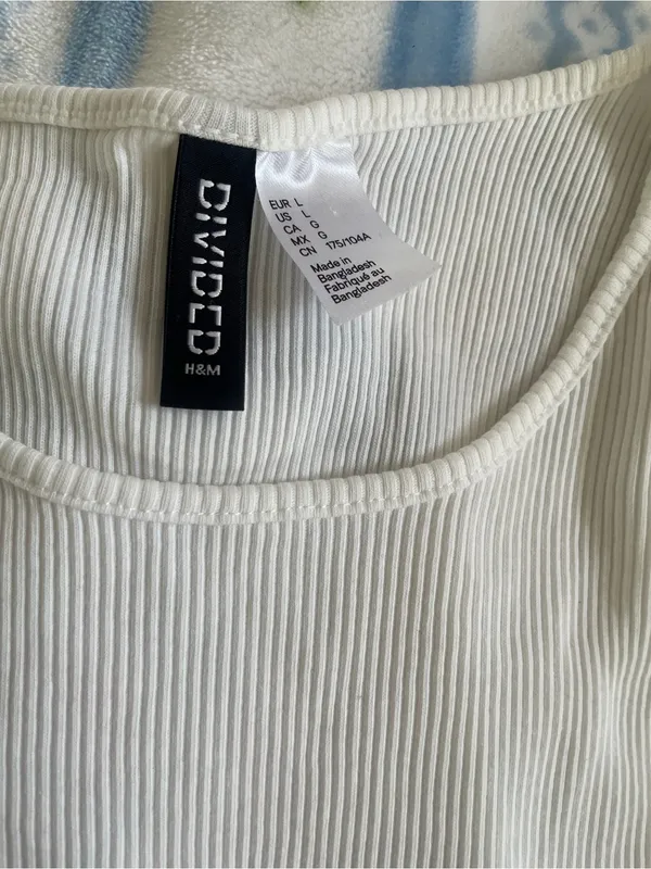 H&M White Ribbed Side-Tie Tank Top - Image 2