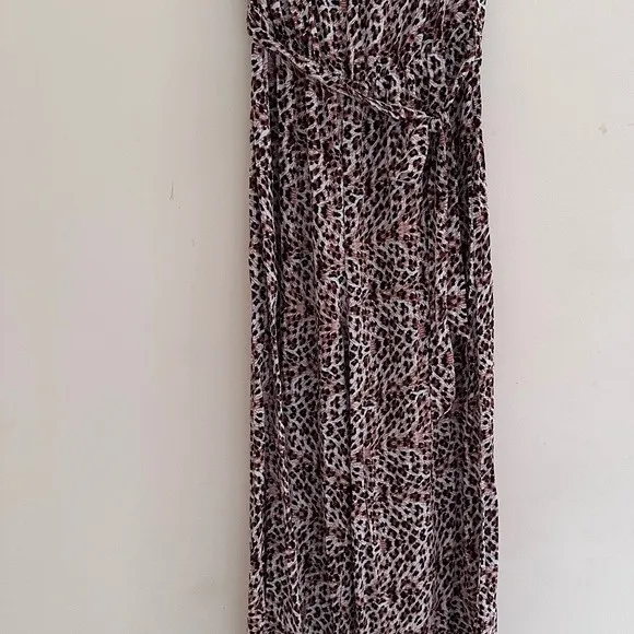 Simplee Belted Leopard Wide Leg Tube Jumpsuit - Image 4