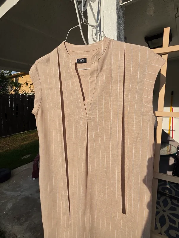 Vintage Jones New York Linen Blend Slip Midi Dress Large - Image 3