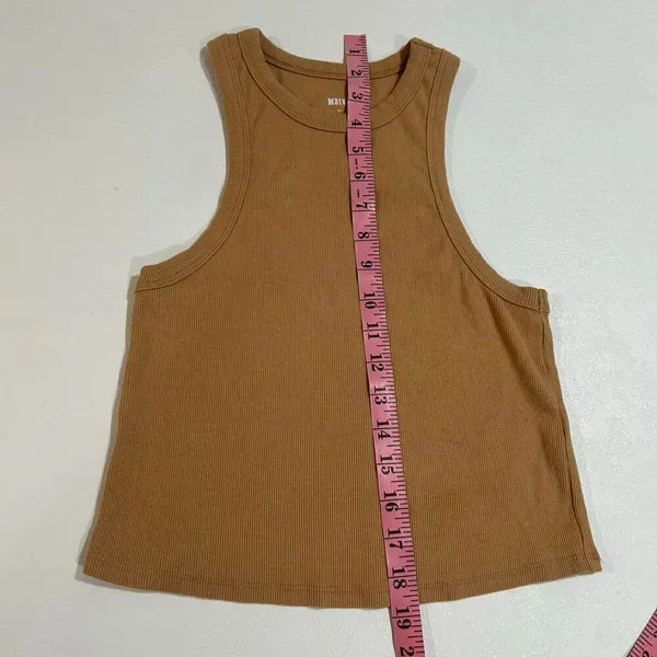Maeve by Anthropologie Ribbed Tan Sleeveless Tank Top Size Medium - Image 5