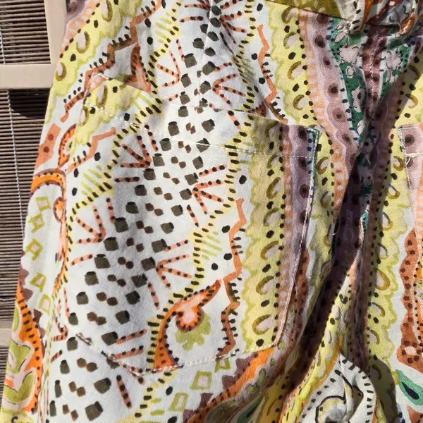 Zara beautiful print flare leg pants Linen Blend Small - Image 12