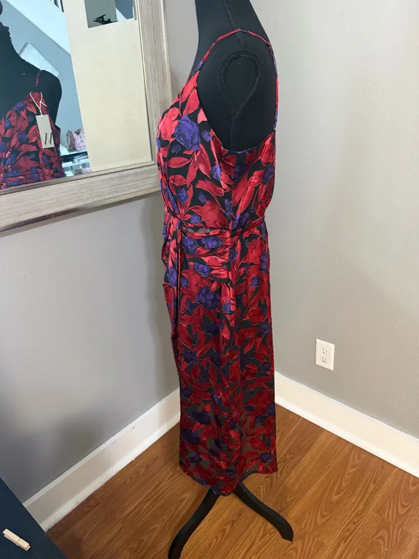 NWT Worthington burnout floral print faux wrap whimsy-goth tank dress size medium. - Image 3