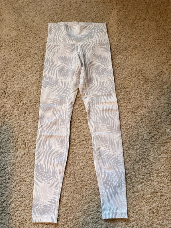 Lululemon Printed Leggings in Light Gray Palm Leaf - Image 2