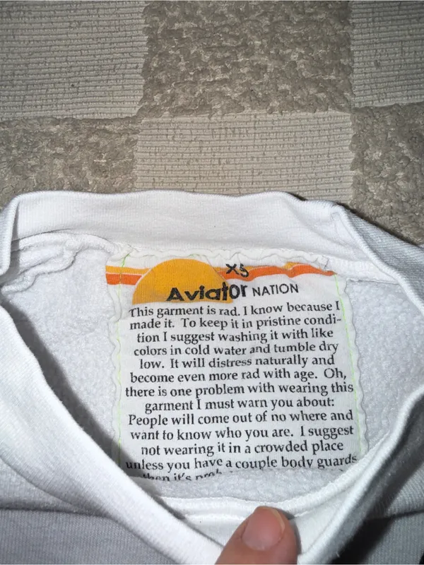 white Aviator Nation Bolt‎ 2 cropped sweatshirt XS Sold Out - Image 3