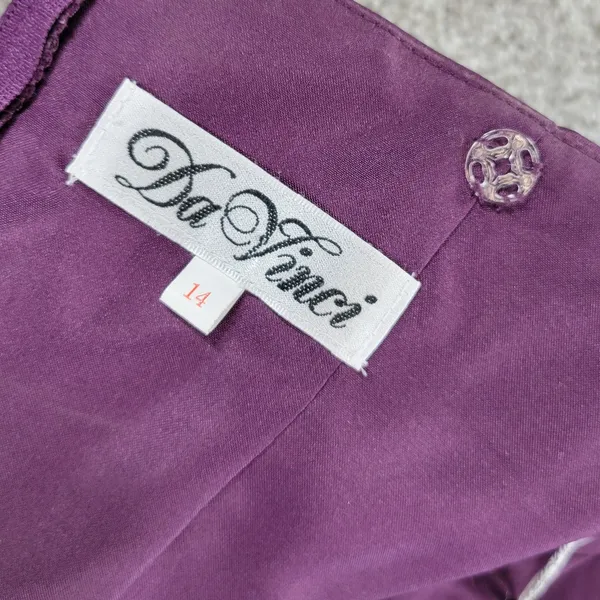 DaVinci Prom Dress Womens 14 Purple Satin Strapless Jeweled Band Formal Cocktail - Image 5