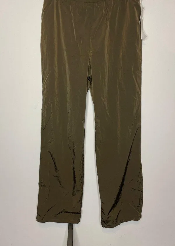 Good American Wide Leg Track Pants MEDIUM Mocha Pull On Casual Athletic Gym - Image 4