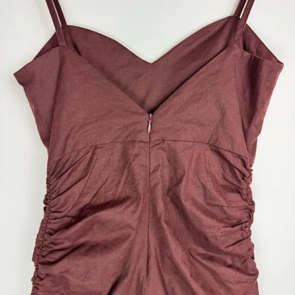 NWT Zara Brown Ruched Ruffle Mini Dress Sz XS - Image 11