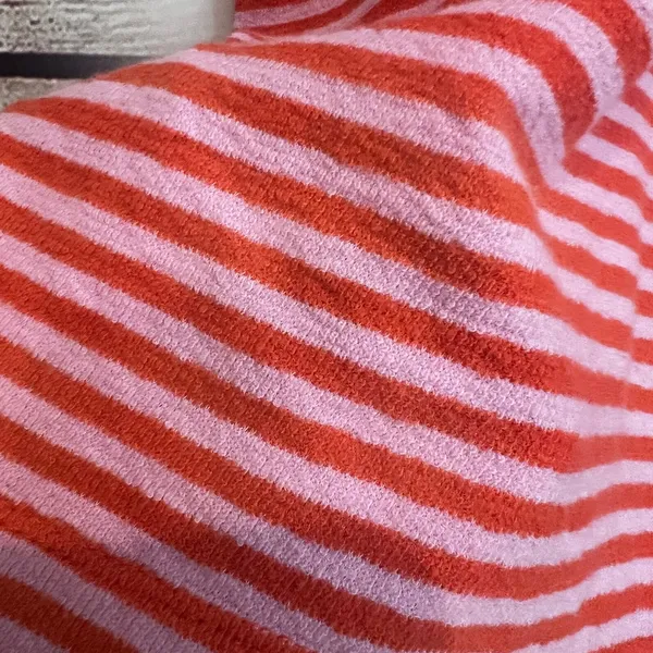 Free People Free Assembly Terry Cloth Shirt Large Short Sleeve Orange Striped Top TN Vols - Image 5