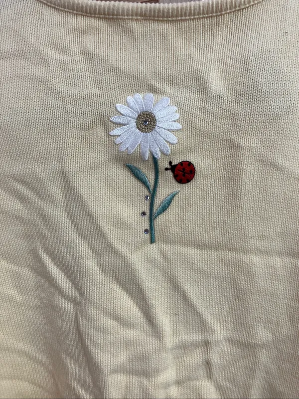 Yellow Floral Embroidered Cardigan Sweater - Image 10