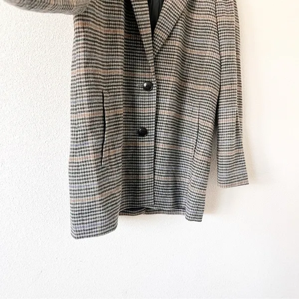 Madewell Dorset Tiarnan Glen Plaid Gray White Oversized Chic Blazer Jacket - Image 5