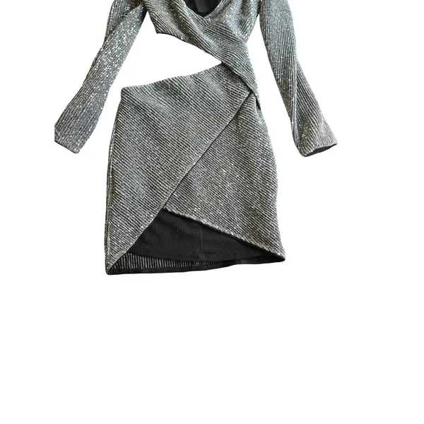 Michael Costello x Revolve Jeanne Mini Dress in Silver Size: XS NEW‎ - Image 3