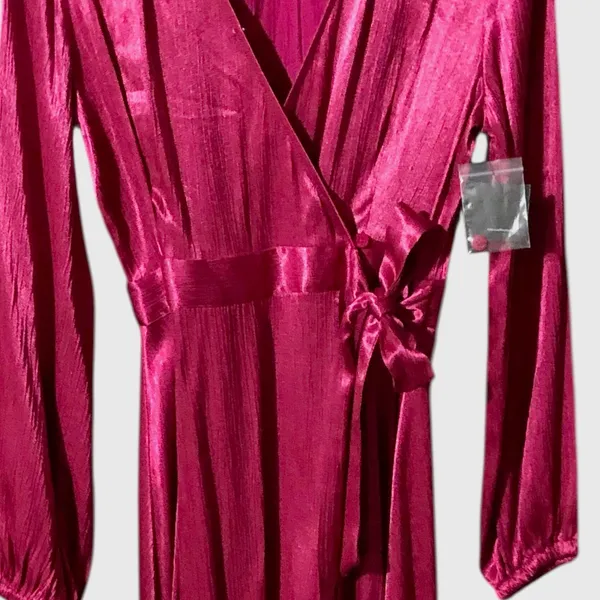 Elegant Pink Satin Wrap Dress From Kohls Nine West - Image 2