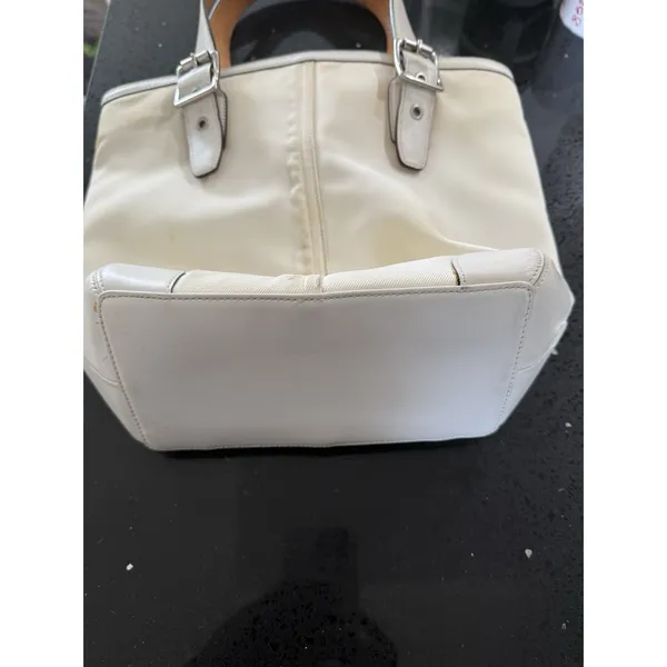Vintage Coach Ivory Leather Satchel wide strap Tan‎ Interior - Image 7