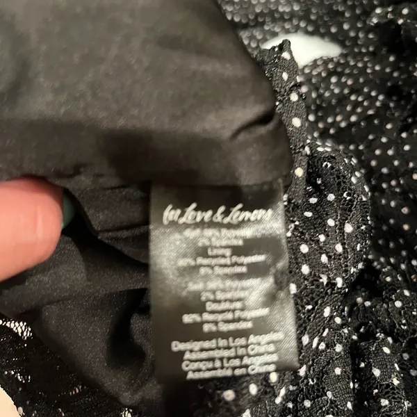 NWT For Love & Lemons Lelia Lace Mini Dress Black White Polka Dot XS - Image 8